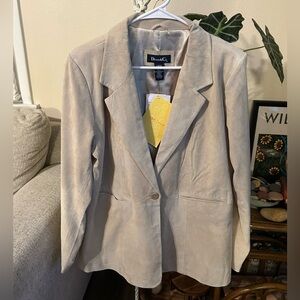 Denim&Co VTG Deadstock Beige Suede Leather Jacket Large